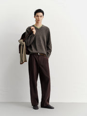 Men's Casual Wool-Blend V-Neck Faux-Layer Knit Top