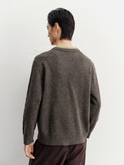 Men's Casual Wool-Blend V-Neck Faux-Layer Knit Top