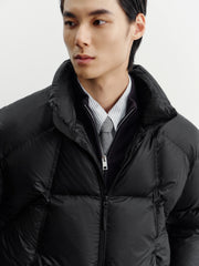 Men's Casual Black Textured Down Jacket
