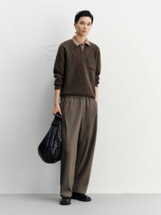 Men's Old Money Style Wool-Blend Shirt-Style Knit Top