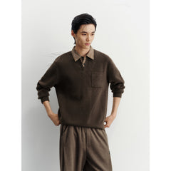 Men's Old Money Style Wool-Blend Shirt-Style Knit Top