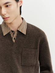 Men's Old Money Style Wool-Blend Shirt-Style Knit Top