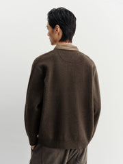 Men's Old Money Style Wool-Blend Shirt-Style Knit Top