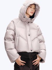 Women's Casual Hooded White Duck Down Purple Puffer Jacket