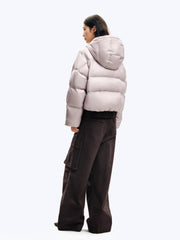 Women's Casual Hooded White Duck Down Purple Puffer Jacket