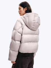 Women's Casual Hooded White Duck Down Purple Puffer Jacket