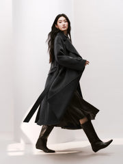Women's Quiet Luxury Double-Faced Wool Robe Coat