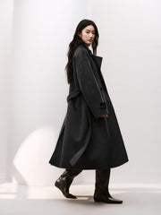 Women's Quiet Luxury Double-Faced Wool Robe Coat
