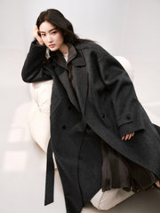 Women's Quiet Luxury Double-Faced Wool Robe Coat