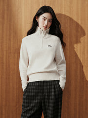 Women's Casual Wool-Blend Multi-Way Collar Knit Top