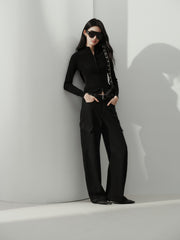 Women's Casual Solid Double-Zip Corset-Seam Cardigan