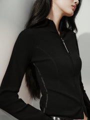 Women's Casual Solid Double-Zip Corset-Seam Cardigan