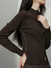 Women's Casual Solid Double-Zip Corset-Seam Cardigan