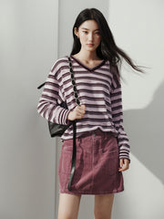 Women's Casual Contrast-Stripe Wool Knit Cover-Up