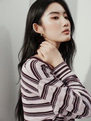 Women's Casual Contrast-Stripe Wool Knit Cover-Up