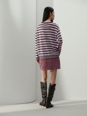 Women's Casual Contrast-Stripe Wool Knit Cover-Up