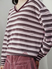 Women's Casual Contrast-Stripe Wool Knit Cover-Up