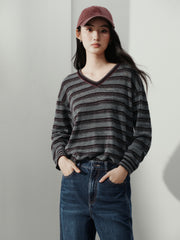 Women's Casual Contrast-Stripe Wool Knit Cover-Up