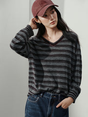 Women's Casual Contrast-Stripe Wool Knit Cover-Up