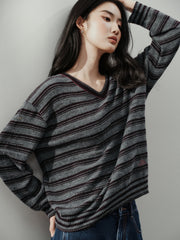 Women's Casual Contrast-Stripe Wool Knit Cover-Up