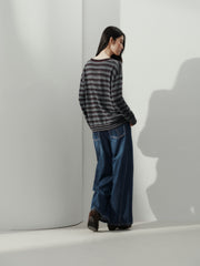 Women's Casual Contrast-Stripe Wool Knit Cover-Up