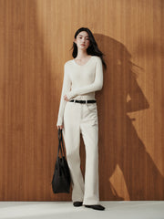 Women's Commuter Yak Down Warm White Wide-Leg Jeans