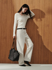 Women's Commuter Yak Down Warm White Wide-Leg Jeans