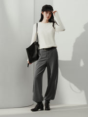 Women's Y2K Soft Knit Long-Sleeve T-Shirt with Finger-Hole Cuffs