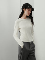 Women's Y2K Soft Knit Long-Sleeve T-Shirt with Finger-Hole Cuffs