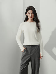 Women's Y2K Soft Knit Long-Sleeve T-Shirt with Finger-Hole Cuffs