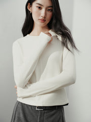 Women's Y2K Soft Knit Long-Sleeve T-Shirt with Finger-Hole Cuffs