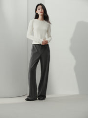 Women's Y2K Soft Knit Long-Sleeve T-Shirt with Finger-Hole Cuffs