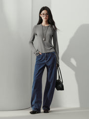 Women's Y2K Soft Knit Long-Sleeve T-Shirt with Finger-Hole Cuffs
