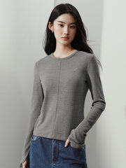 Women's Y2K Soft Knit Long-Sleeve T-Shirt with Finger-Hole Cuffs