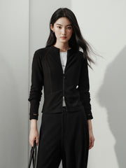 Women's Casual Sporty Stand-Collar Zip Cardigan