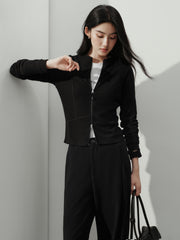 Women's Casual Sporty Stand-Collar Zip Cardigan