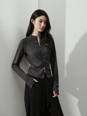 Women's Casual Sporty Stand-Collar Zip Cardigan