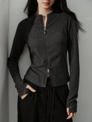 Women's Casual Sporty Stand-Collar Zip Cardigan