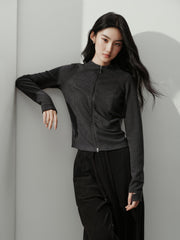 Women's Casual Sporty Stand-Collar Zip Cardigan