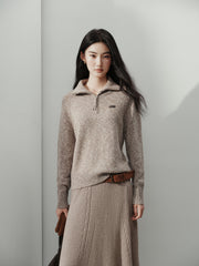 Women's Casual Wool-Blend Multi-Way Collar Knit Top