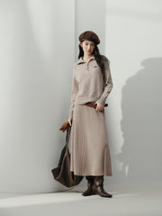 Women's Casual Wool-Blend Multi-Way Collar Knit Top