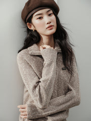 Women's Casual Wool-Blend Multi-Way Collar Knit Top