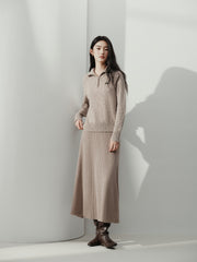 Women's Casual Wool-Blend Multi-Way Collar Knit Top