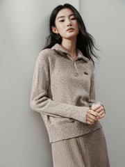 Women's Casual Wool-Blend Multi-Way Collar Knit Top