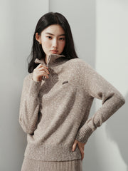 Women's Casual Wool-Blend Multi-Way Collar Knit Top