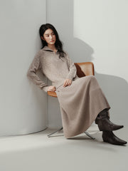 Women's Casual Wool-Blend Multi-Way Collar Knit Top