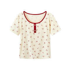 Women's Casual Cherry Tencel Pajama Set