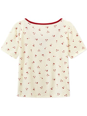 Women's Casual Cherry Tencel Pajama Set