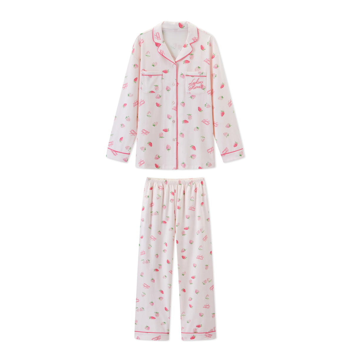 Women's Cozy Strawberry Print Pajama Set