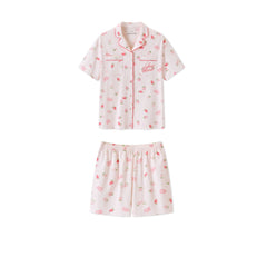 Women's Cozy Strawberry Print Pajama Set
